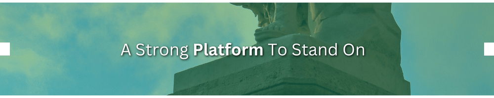 A Strong Platform To Stand On. Shows an image of a statue of a woman holding a spear standing on a platform.